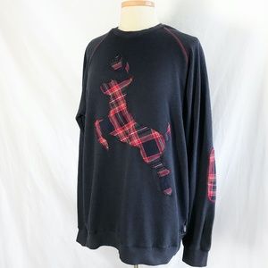 Urban Outfitters Deter Clothing XL Sweatshirt Plaid Deer Patch & Elbow Patches